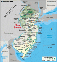 New Jersey State drug alcohol testing and screening coverage area.